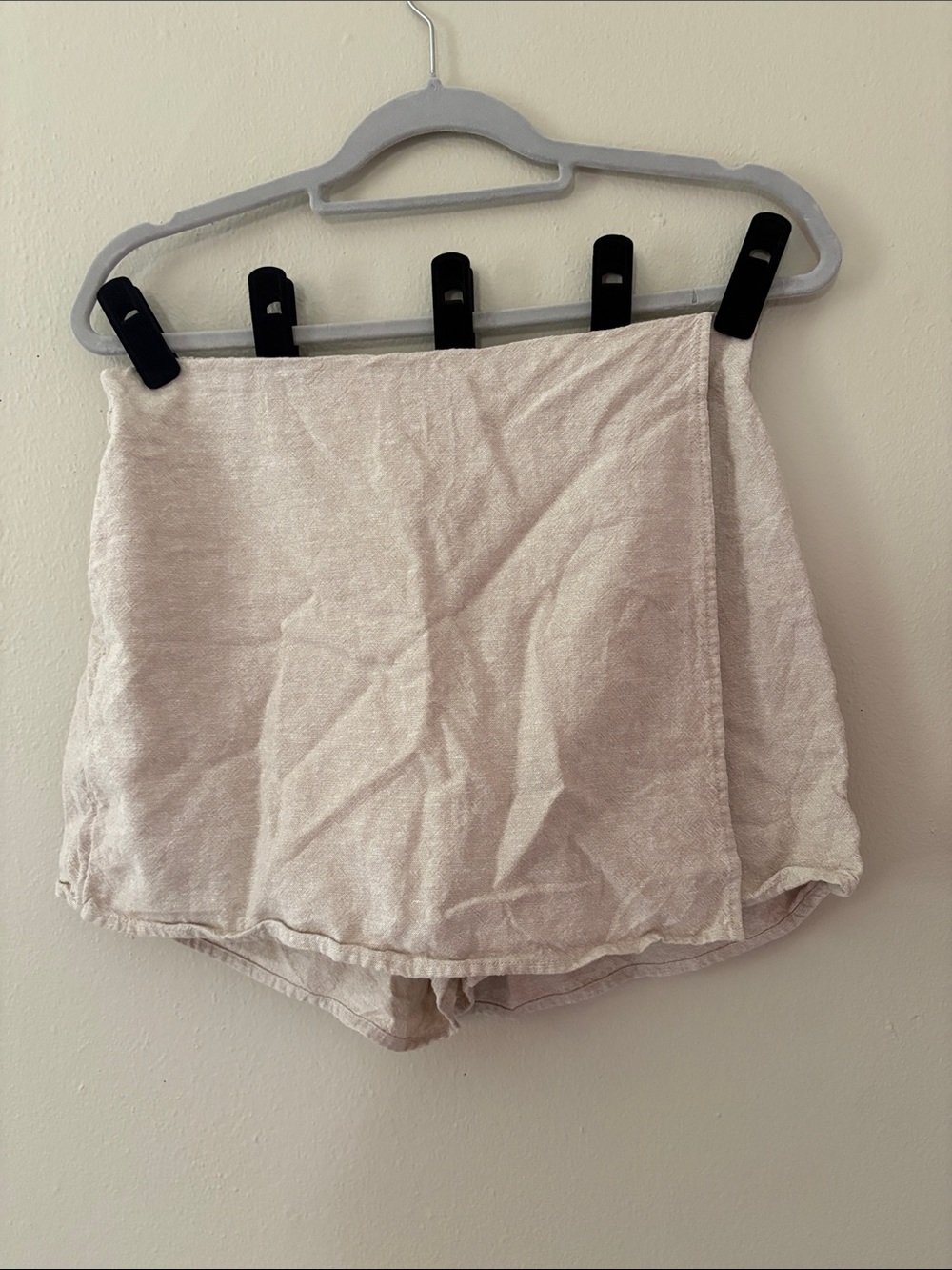 Old Navy Light Beige Linen-Style Wrap Skort
